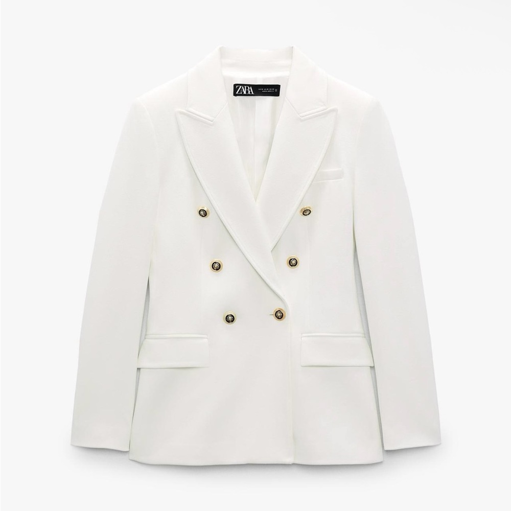 ZARA White Double Breasted Blazer